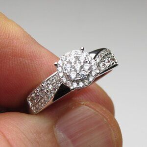 *925 Sterling Silver Diamond Band Engagement Ring